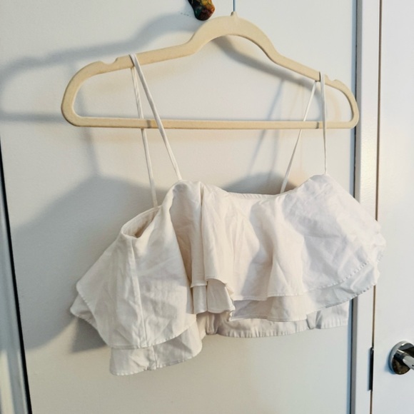 ZARA white cropped flutter top - Picture 3 of 4